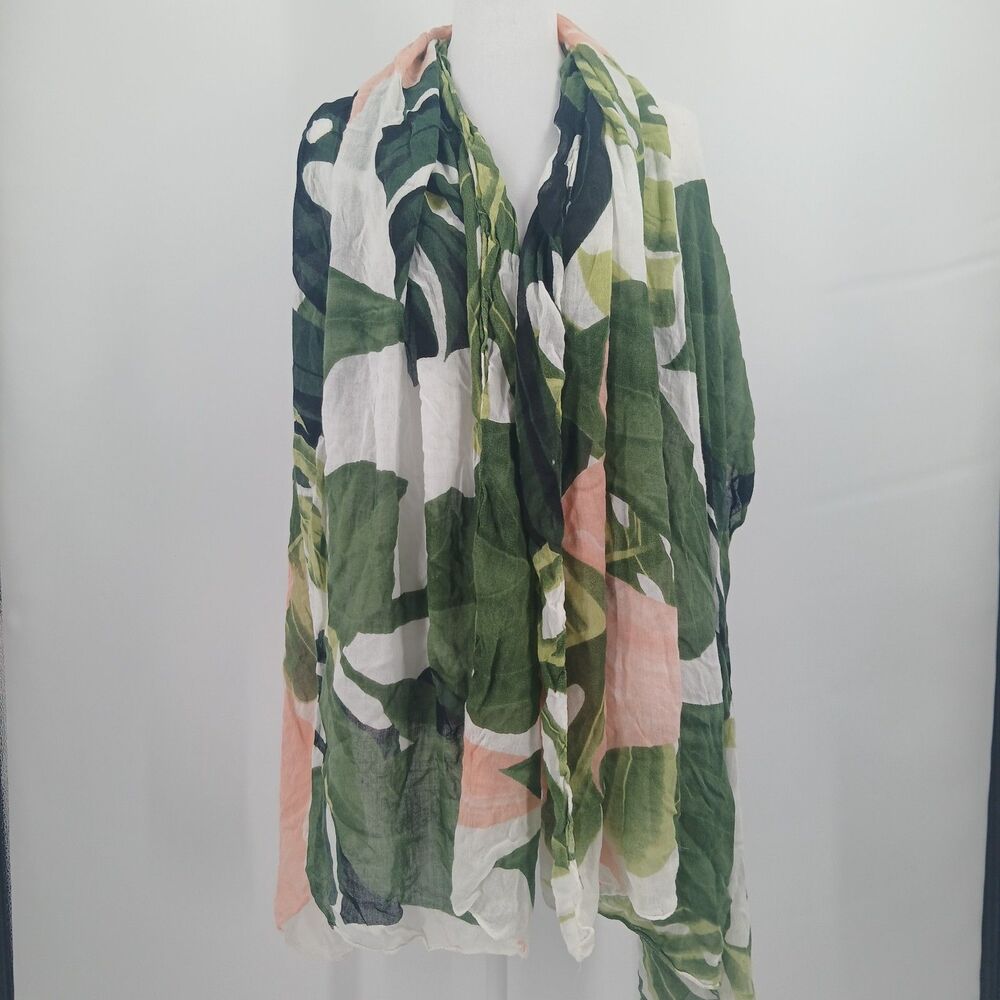 womans green and pink tropical print scarf pashmina wrap tapestry